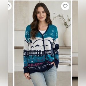 Northern Reflections duck cardigan sweater medium vintage cottagecore teacher